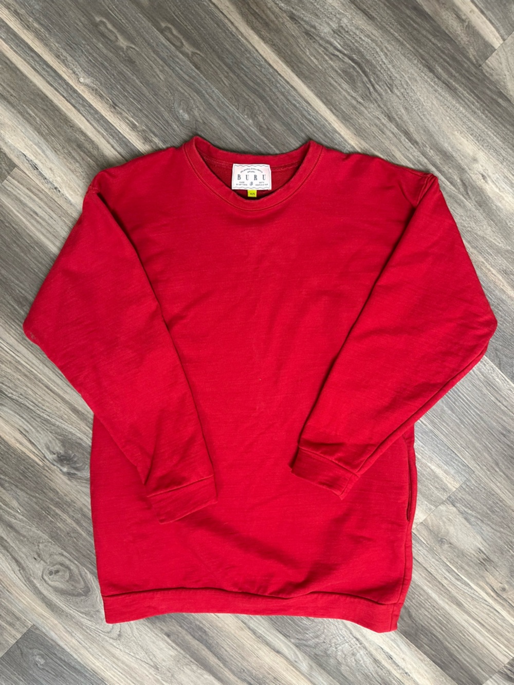 Buru Red Crewneck Pullover Sweatshirt Dress